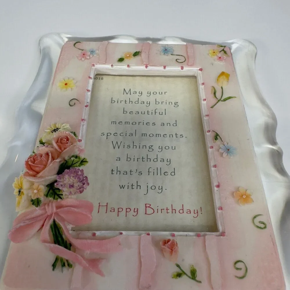 Vintage Happy Birthday Framed Sentiment Acrylic Poem Frame 4.5